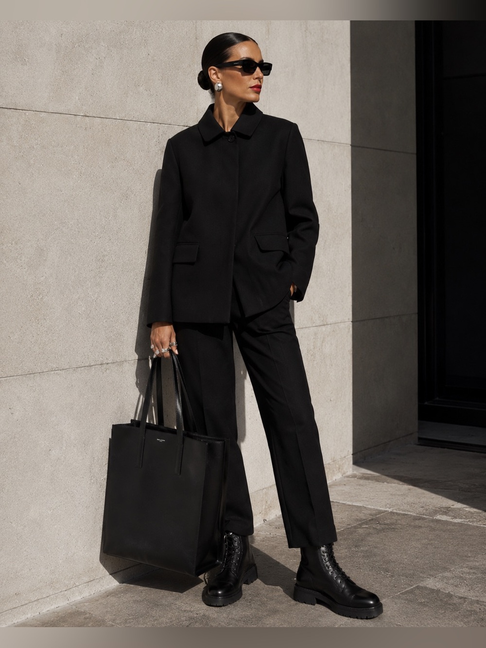 NWT COS Black Structured Minimalist Jacket Hidden Placket US 4 $259